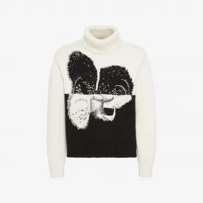亚历山大麦昆/Alexander McQueen 男士Spliced Orchid套衫象牙色/黑色 762764Q1XIH9061