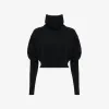 亚历山大麦昆/Alexander McQueen 女式黑色漏斗领针织毛衣 768796Q1A7F1000 768796Q1A7F1000