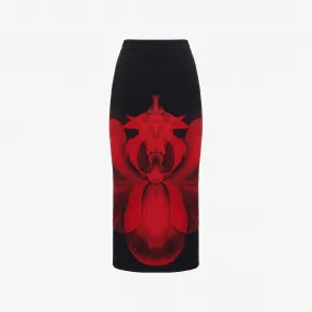 亚历山大麦昆/Alexander McQueen 女士Ethereal Orchid铅笔裙黑色/红色 768826Q1A7J1023