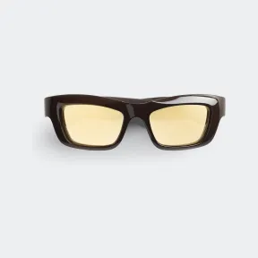 葆蝶家/Bottega Veneta 棕色 / 金色 塑料 男士 mitre太阳眼镜 712692VBL802145