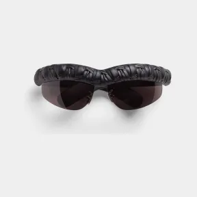 葆蝶家/Bottega Veneta 黑色 / 灰色 塑胶钛/树脂架 男士 pleat包边太阳眼镜 720381VBL801049