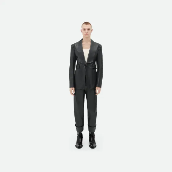 葆蝶家/Bottega Veneta 青果领皮革外套 743674VKEB02276