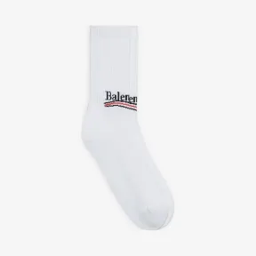 巴黎世家/Balenciaga 男士白色政治运动网球袜 507768472B49000