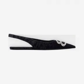 巴黎世家/Balenciaga BLACK / DARK GREY BB露跟平底芭蕾舞鞋 11705801vw