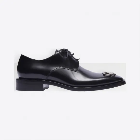 巴黎世家/Balenciaga 男士 银色/ 黑色 Rim BB德比鞋 | Balenciaga 579664-WA8E1-1081