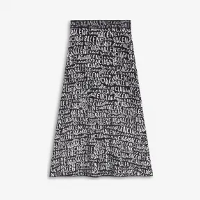 巴黎世家/Balenciaga 白色/黑色 “波浪式”品牌标识A字裙 35417449kd
