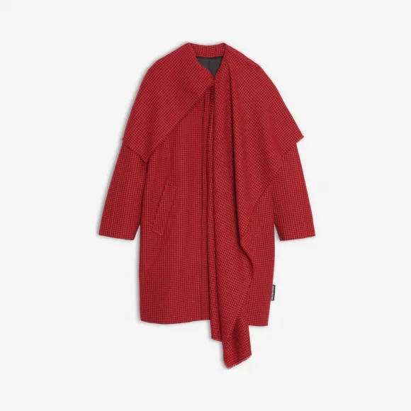 巴黎世家/Balenciaga 红色 / 黑色 围巾大衣 41909264rd
