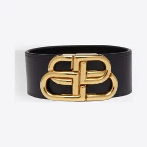 巴黎世家/Balenciaga 黑色 BB皮革手环 50233961bx