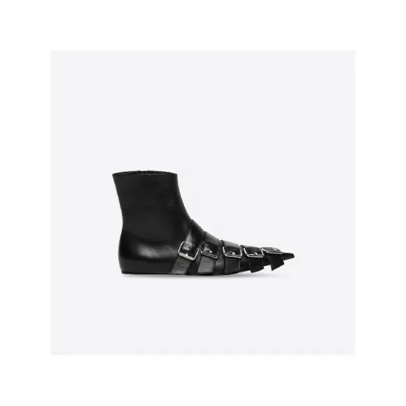 巴黎世家/Balenciaga 黑色 闪亮的羊皮 皮靴 643140WA8FE1081