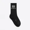 巴黎世家/Balenciaga 男士黑色 Bb 网球袜 656967472B41077