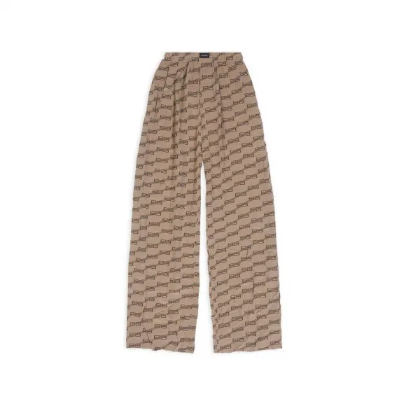 巴黎世家/Balenciaga Women's Bb Monogram Pyjama Pants in Beige 659026TML359378