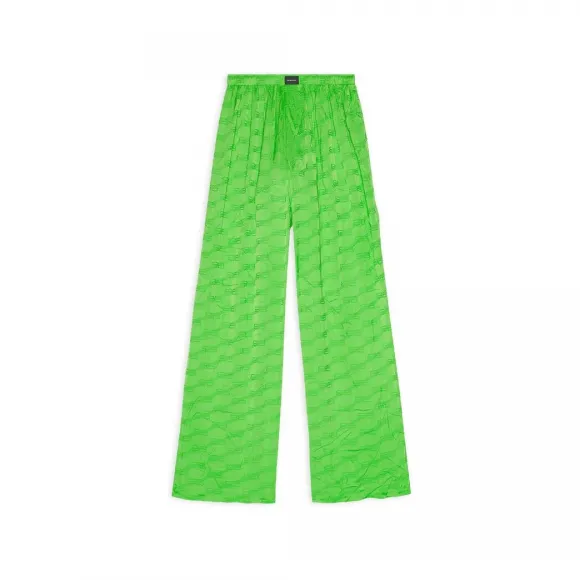 巴黎世家/Balenciaga Women's Bb Monogram Pyjama Trousers in Green 659026TMO683076