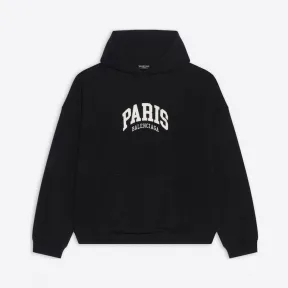 巴黎世家/Balenciaga 男士 Cities Paris 连帽衫黑色宽版 674986TLVL81070
