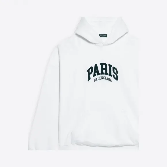 巴黎世家/Balenciaga 男士 Cities Paris 宽版连帽衫 白色 674986TLVL89040
