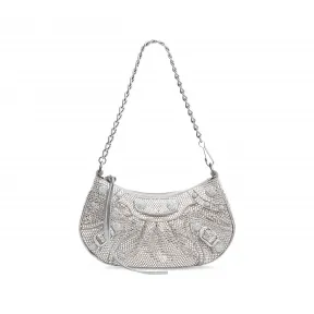 巴黎世家/Balenciaga Women's Le Cagole Mini Bag With Chain And Rhinestones in Grey 695814210GU1272