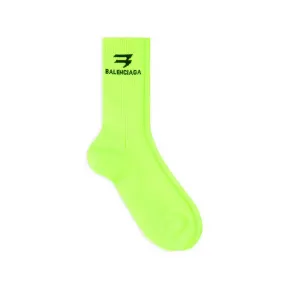 巴黎世家/Balenciaga Men's Sporty B Tennis Socks in Green 7190464A8B43760