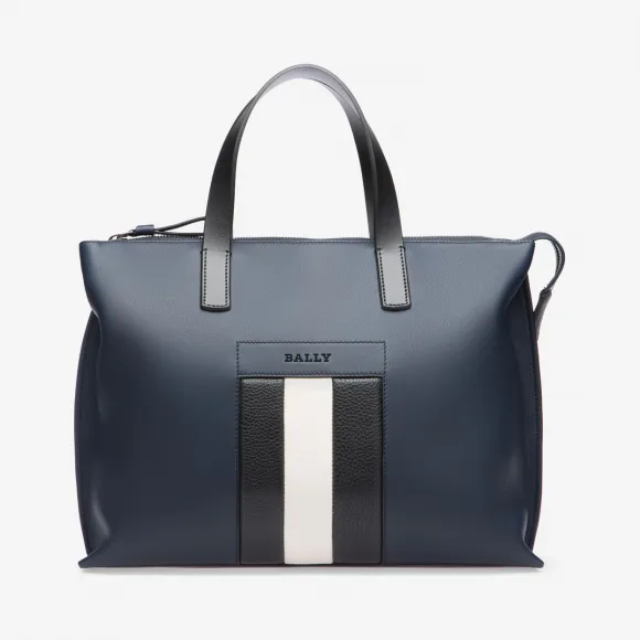 巴利/Bally 深海军蓝皮革 Bally 条纹商务包 6207692