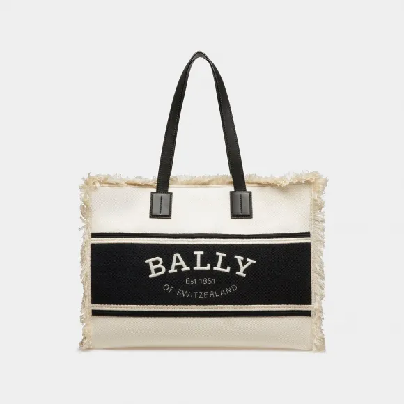 巴利/Bally 女士 Crystallia 自然色和黑色宽帆布手提袋 6302813