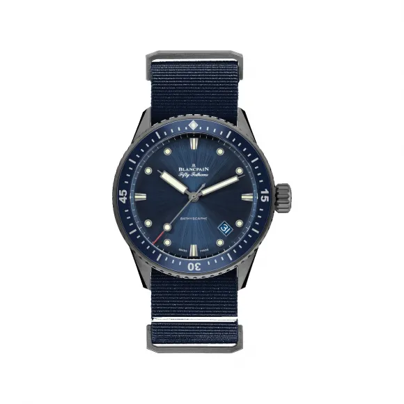 宝珀/Blancpain Fifty Fathoms 五十噚系列 缎面磨砂灰色陶瓷表壳 自动机械机芯 男表 5000-0240-