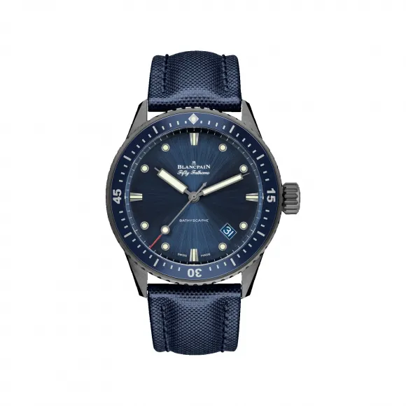 宝珀/Blancpain Fifty Fathoms 五十噚系列 缎面磨砂灰色陶瓷表壳 自动机械机芯 男表 5000-0240-O52A