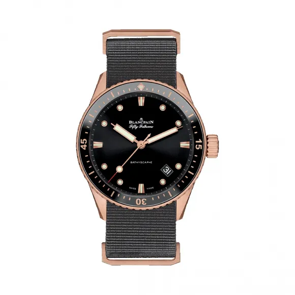 宝珀/Blancpain Fifty Fathoms 五十噚系列 玫瑰金 自动机械机芯 男表 5000-36S30-NAB-A