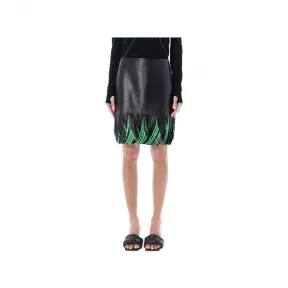 葆蝶家/Bottega Veneta 黑色 双色流苏皮裙 22P702002V1YS0