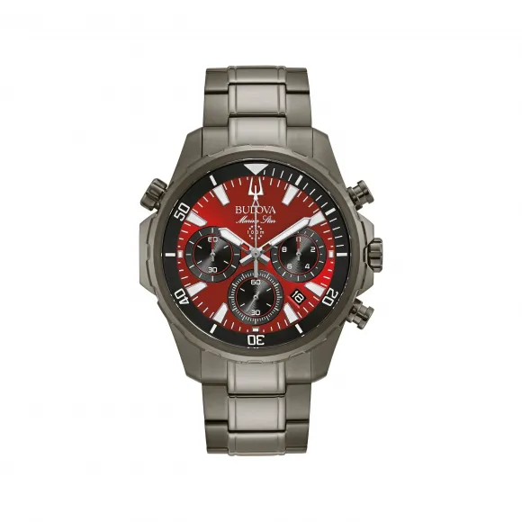 宝路华/Bulova Marine Star 系列 43 mm 灰色离子镀层不锈钢 石英机芯 男表 98B350