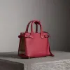 博百利/Burberry 女士 The Banner - 小号 House 格纹拼皮革班纳手袋 (黄褐红色) 39808041