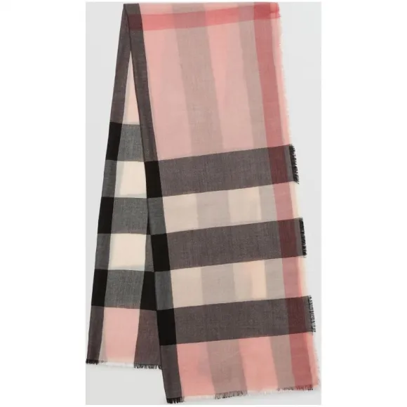 博百利/Burberry  轻盈格纹羊绒围巾 (烟熏玫瑰色)  39997161