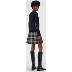 博百利/Burberry 女士 格纹装饰美利奴羊毛衫 (海军蓝) 40678011