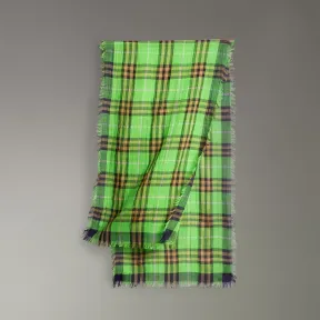 博百利/Burberry  轻盈格纹丝毛混纺围巾 (苹果绿)  40714081