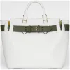 博百利/Burberry 女士 The Belt - 中号皮革贝尔特包 (粉笔白) 40729351