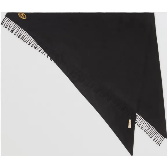 博百利/Burberry  刺绣羊绒班丹纳围巾 (黑色)  40768451