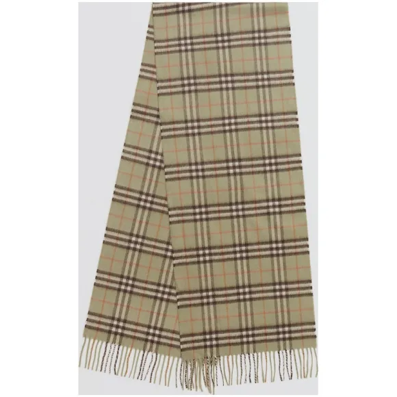 博百利/Burberry 男士 经典 Vintage 格纹羊绒围巾 (浅蜜粉绿)  40790011