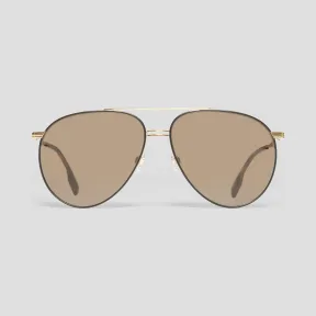 博百利/Burberry 男士 横梁装饰飞行员太阳眼镜 (金色) 40806621