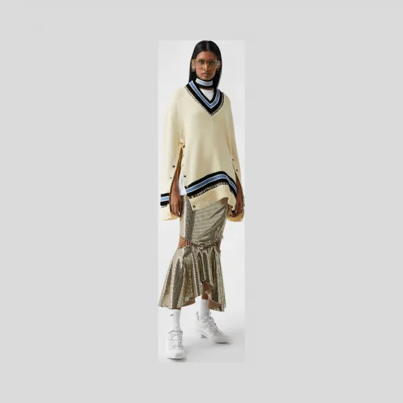 博百利/Burberry 女士 孔环装饰羊毛宽松板球针织衫  45666391