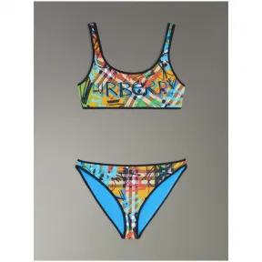 博百利/Burberry 女士 Vintage 格纹涂鸦印花比基尼 (琥珀黄) 80024121
