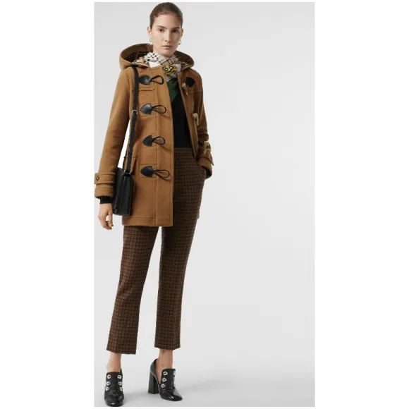 博百利/Burberry 女士 羊毛混纺牛角扣大衣 (驼色) 80038761
