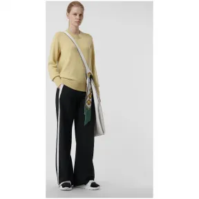 博百利/Burberry 女士 典藏徽标嵌花羊绒针织衫 (迷雾黄) 80040131