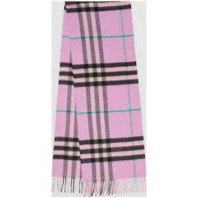 博百利/Burberry 男士 经典格纹羊绒围巾 (浅石南花色)  80045981