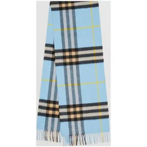 博百利/Burberry 男士 经典格纹羊绒围巾 (浅蓝碳色)  80047051