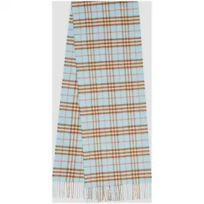博百利/Burberry 男士 经典 Vintage 格纹羊绒围巾 (浅橄榄石蓝)  80047171
