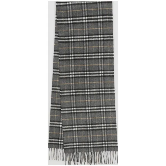 博百利/Burberry 男士 经典 Vintage 格纹羊绒围巾 (古锡灰)  80047181