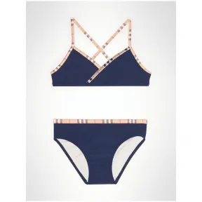 博百利/Burberry 儿童用品 格纹装饰比基尼 (海军蓝) - 女童装  80051381