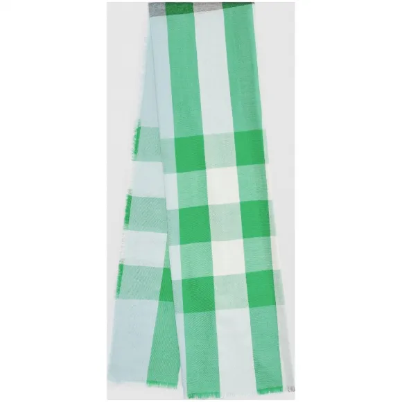 博百利/Burberry 男士 轻盈格纹羊绒围巾 (浅橄榄石蓝)  80062431