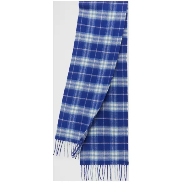 博百利/Burberry 儿童用品 迷你经典 Vintage 格纹羊绒围巾 (亮琉璃色) - 童装  80072651