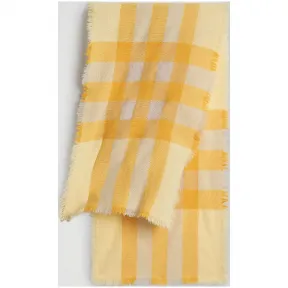 博百利/Burberry 儿童用品 轻盈格纹羊毛混纺围巾 (浅樱草花黄色) - 童装  80072801