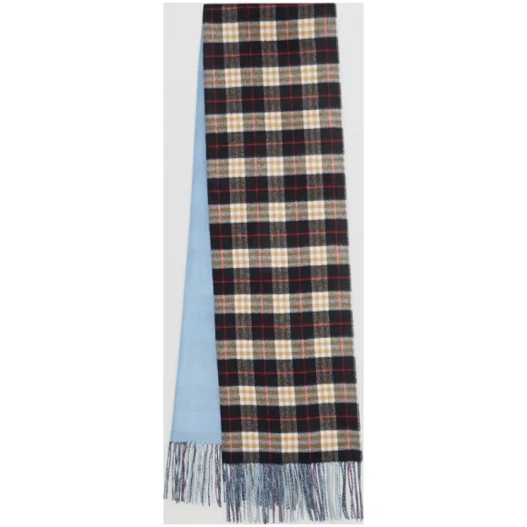 博百利/Burberry 男士 拼色 Vintage 格纹羊绒围巾 (浅空军蓝)  80072921