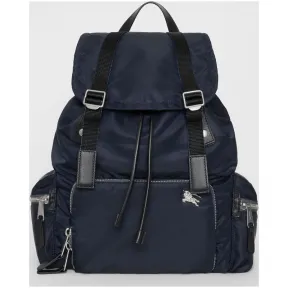 博百利/Burberry 男士 The Rucksack - 大号飞行员尼龙拼皮革军旅背包 (墨蓝色) - 男士  800771