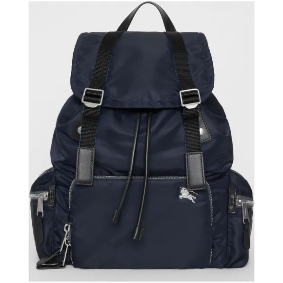 博百利/Burberry 男士 The Rucksack - 大号飞行员尼龙拼皮革军旅背包 (墨蓝色) - 男士  800771
